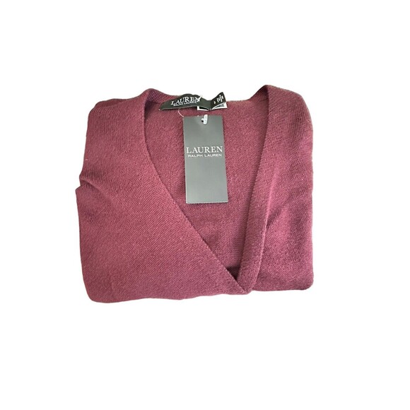 NWT Lauren Ralph Lauren Black Label L Burgundy Cross Wrap Slouchy Sweater #Q6-8 - Picture 12 of 12